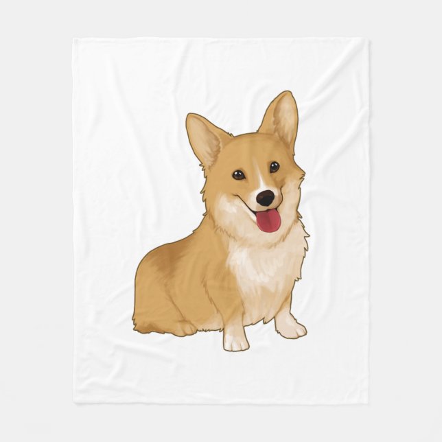 Couverture Polaire Corgi doux et souriant (Devant)