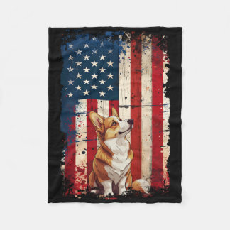 Couverture Polaire Corgi Drapeau Américain Usa Patriotique 4 Juillet