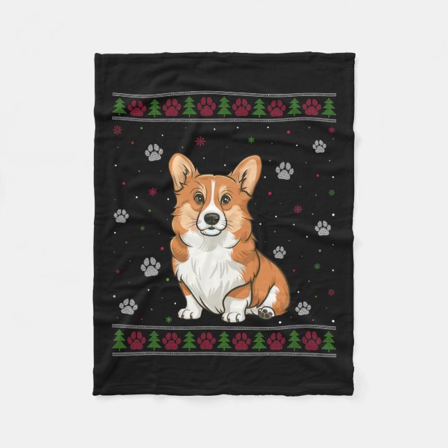 Couverture Polaire Corgi gallois Sweat de Noël Xmas Animal Chien (Devant)