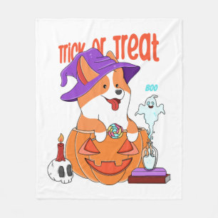 Couverture Polaire Corgi Halloween
