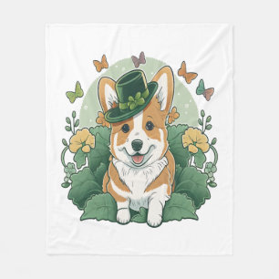 Couverture Polaire Corgi Lover Shamrock Jour de la Saint Patrick heur