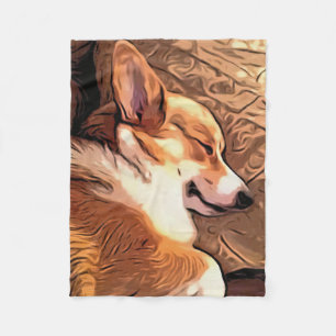 Couverture Polaire Corgi somnolent
