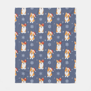 Couverture Polaire Corgis à Santa Hats et Snowflakes Motif