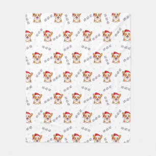 Couverture Polaire Corgis à Santa Hats Motif de Noël