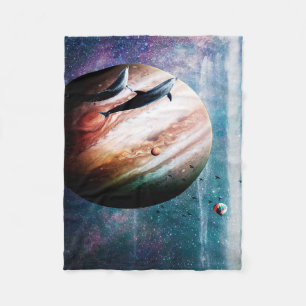 Couverture Polaire Cosmic Dolphins In Space Blanket   Unique Gift Ide