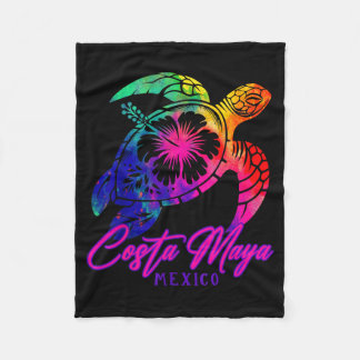 Couverture Polaire Costa Maya Mexique Tie Dye Tortue de Mer Hibiscus