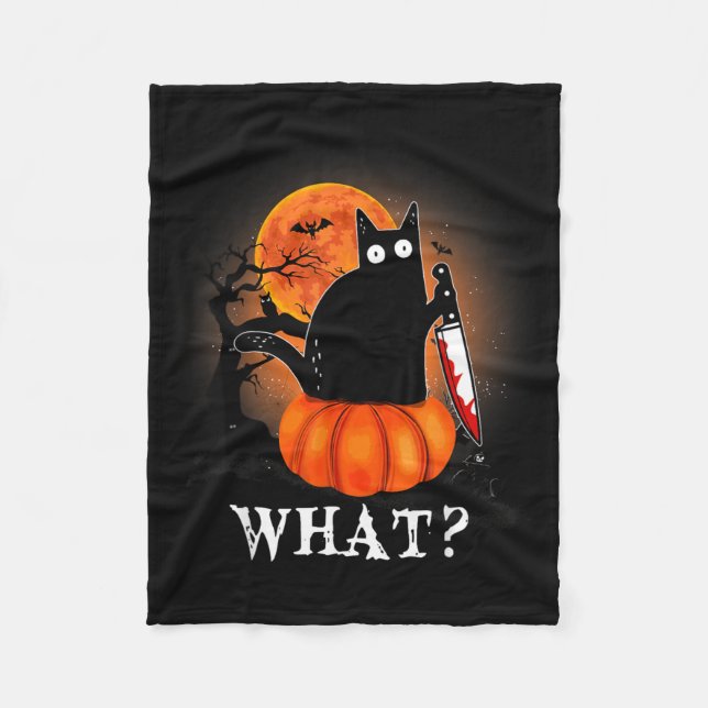 Couverture Polaire Costume de chat noir effrayant Halloween pour chat (Devant)