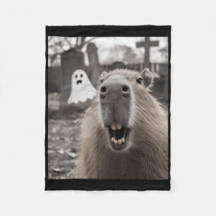 Couverture Polaire Costume de Halloween Fantôme de Capybara Drôle Cap