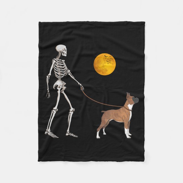 Couverture Polaire Costume de Halloween pour chien Boxer squelette (Devant)