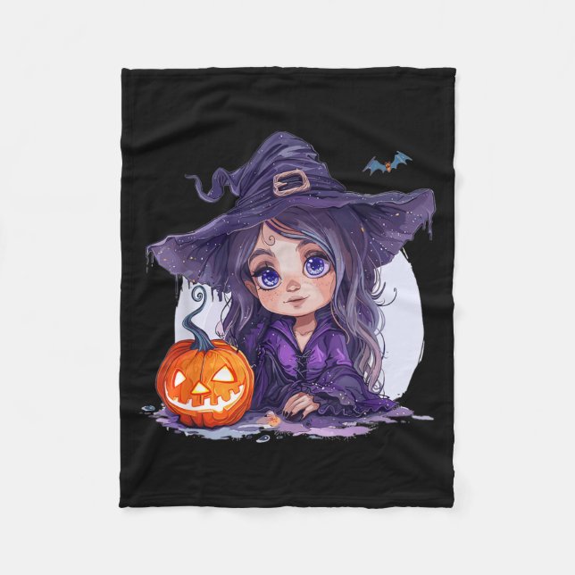 Couverture Polaire Costume de sorcière Halloween Citrouille Effrayant (Devant)