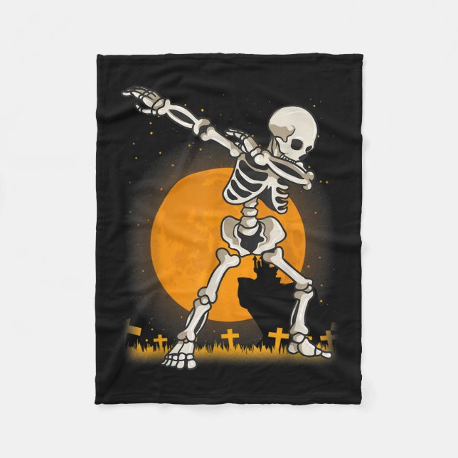 Couverture Polaire Costume de squelette d'Halloween Dabbing (Devant)