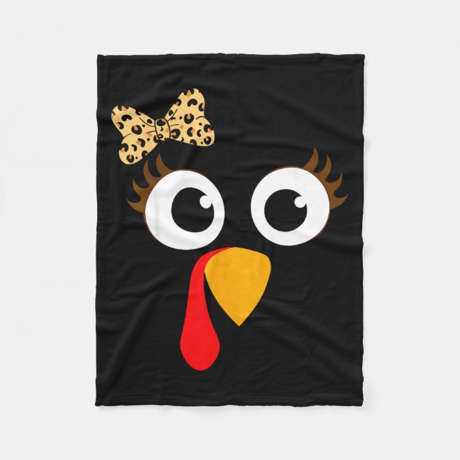 Couverture Polaire Costume de Thanksgiving Fille Visage de Dinde Arc  (Devant)