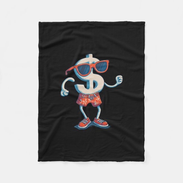 Couverture Polaire Costume de vacances drôle de dollar pour l'argent  (Devant)