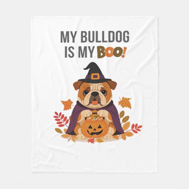 Couverture Polaire Costume d'Halloween Bulldog Mon Bulldog est Mon Bo (Devant)