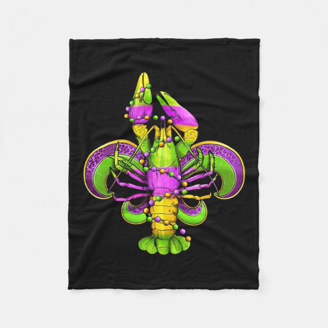 Couverture Polaire Costume Fleur De Lis Écrevisse Léopard Mardi Gras  (Devant)
