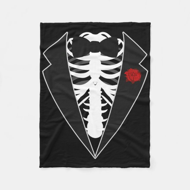 Couverture Polaire Costume Halloween Squelette Tuxedo (Devant)