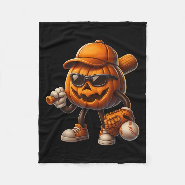 Couverture Polaire Costumes d'Halloween de baseball Jack-o'-lantern é (Devant)