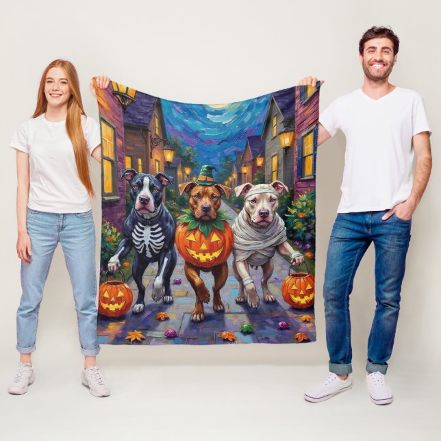 Couverture Polaire Costumes d'Halloween Pitbull Dogs Trick or Treatin (En situation)