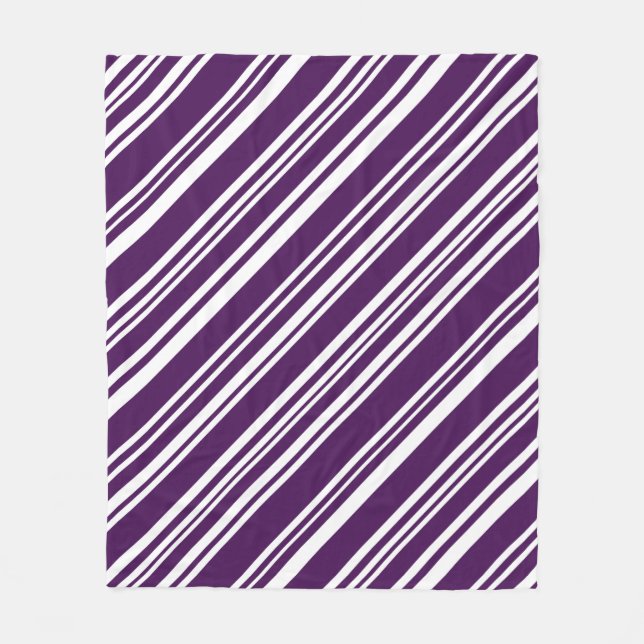 Couverture Polaire Cosy Diagonal Purple and White Stripes (Devant)