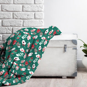 Couverture Polaire Cosy hiver Noël Mittens Motif en vert
