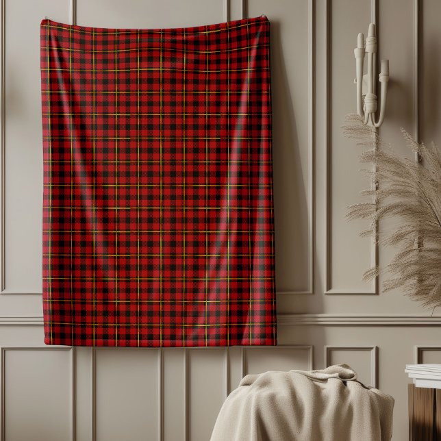 Couverture Polaire Cosy Holiday Classic Tartan Plaid Rouge Noir Or (Cozy Holiday Classic Tartan Plaid Red Black Gold Fleece Blanket)