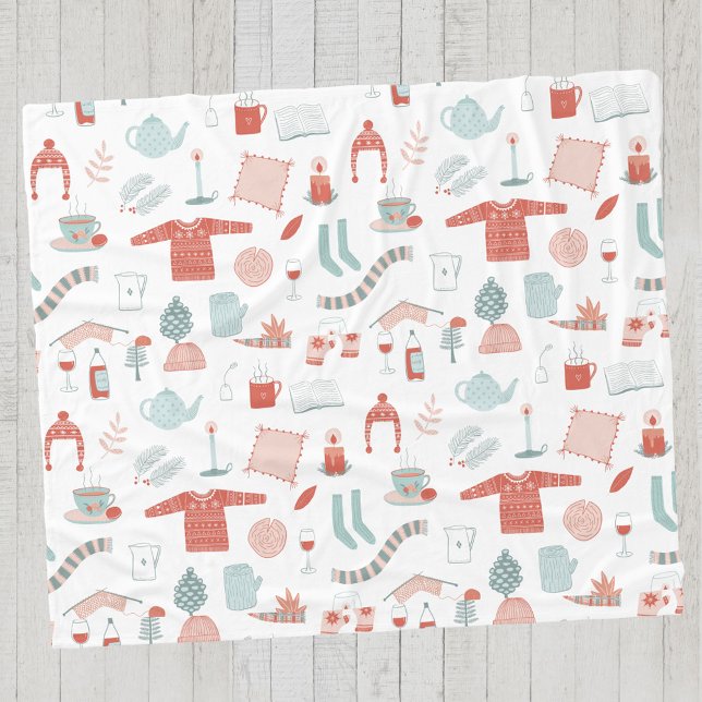 Couverture Polaire Cosy Hyge Scandinave Rétro (Scandinavian Hygge cozy winter fleece blanket)
