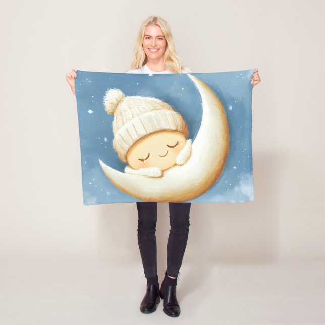 Couverture Polaire Cosy Knit Nap Creson Moon (En situation)