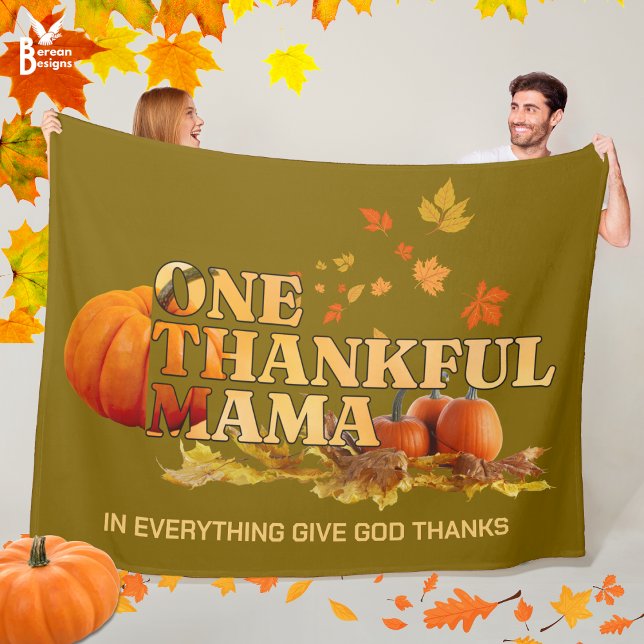 Couverture Polaire Cosy ONE MERCI MAMA Christian Thanksgiving (Cozy ONE THANKFUL MAMA Thanksgiving Fall Blanket with CUSTOMIZABLE Christian quote. Great mom gift.)