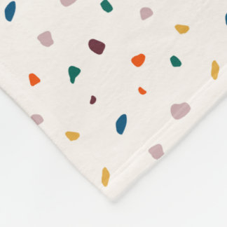 Couverture Polaire Cosy Retro Terrazzo Fleece Blanche