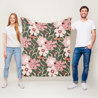 Couverture Polaire Cosy Woodland Ladybugs & Couleurs Fleurs sauvages