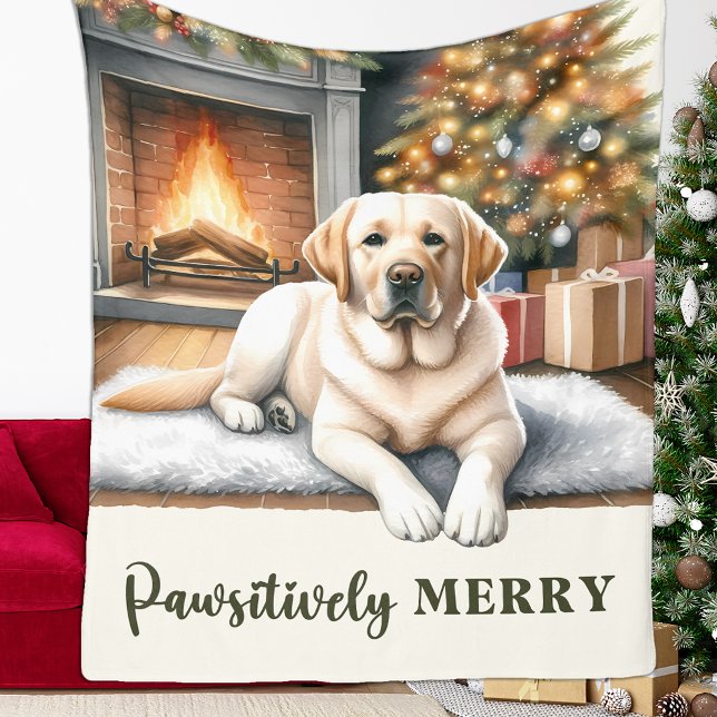 Couverture Polaire Cosy Yellow Labrador Retriever Chien Noël (Créateur téléchargé)