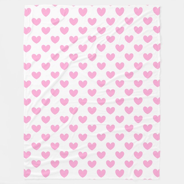 Couverture Polaire Coton Candy Pink coeurs sur blanc (Devant)