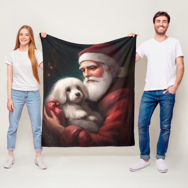 Couverture Polaire Coton De Tulear Avec Noël Du Père Noël (En situation)