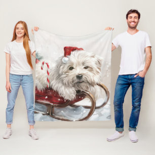 Couverture Polaire Coton De Tulear Chien Fête de Noël