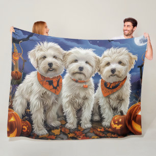 Couverture Polaire Coton De Tulear Halloween Éffrayant