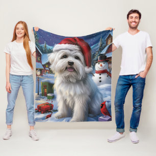 Couverture Polaire Coton De Tulear Winter Wonderland Christmas Joy