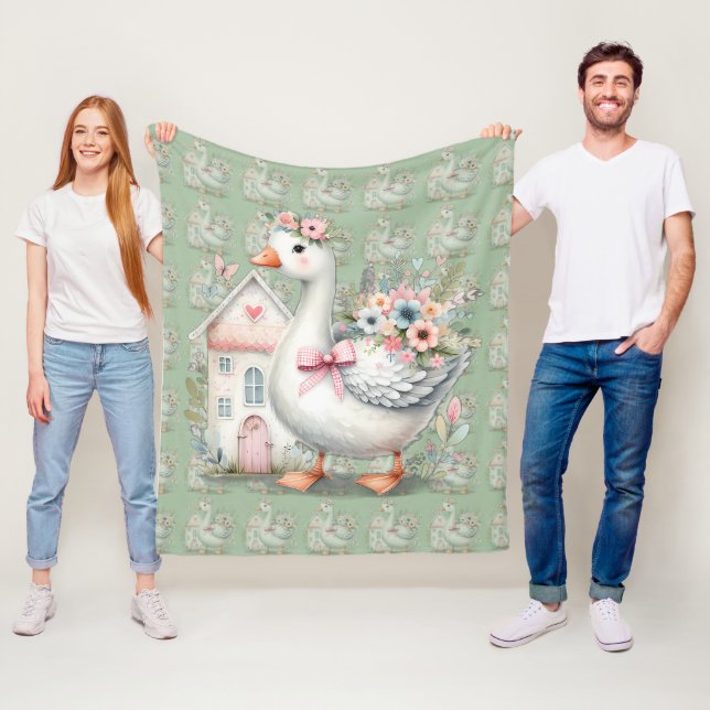 Couverture Polaire Cottage Goose Floral House Scène (En situation)