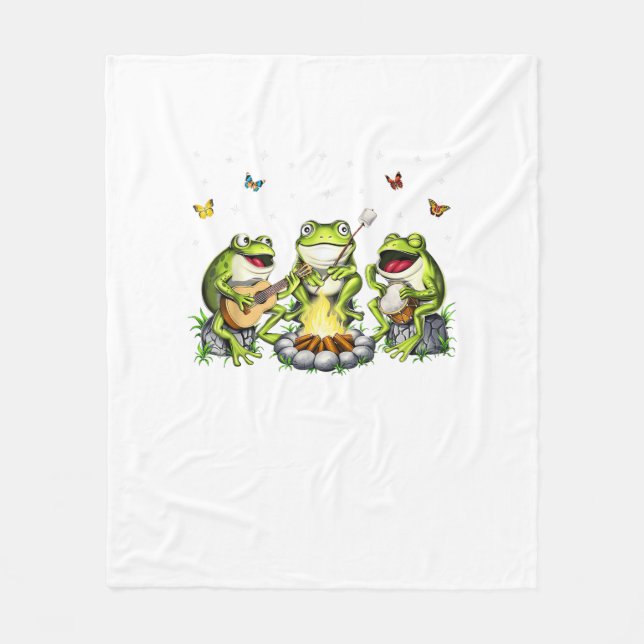 Couverture Polaire Cottagecore Aesthetic Frogs Camping Forest Goblinc (Devant)