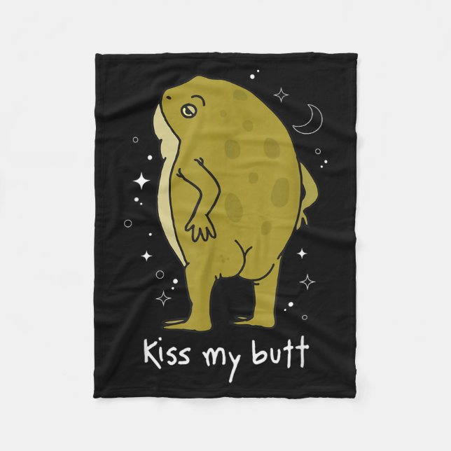 Couverture Polaire Cottagecore Frog Art Kiss My Butt Funny Frog Lover (Devant)