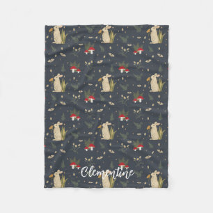 Couverture Polaire Cottagecore Marine Botanique Rouge Champignons Bot