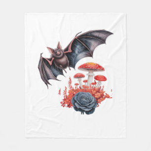 Couverture Polaire Cottagecore Papillons Chauves-souris Champignon Go