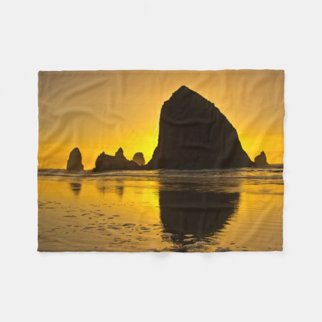 Couverture Polaire Coucher de soleil, Cannon Beach, Oregon, États-Uni (Devant (Horizontal))