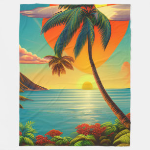 Couverture Polaire Coucher de soleil tropical Retraite de plage roman