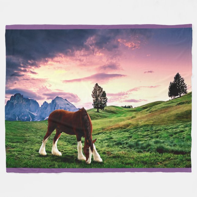 Couverture Polaire Coucher du soleil de Clydesdale (Devant (Horizontal))