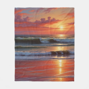 Couverture Polaire Coucher Rouge Océan Peinture de paysage marin