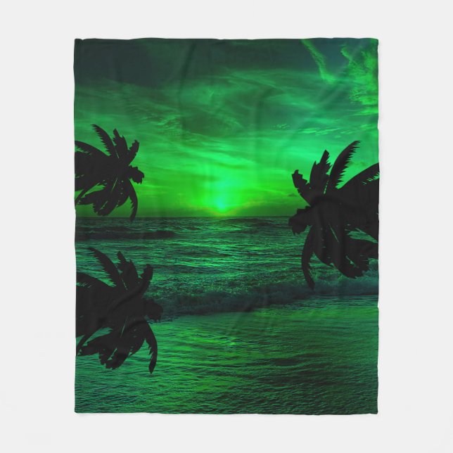 COUVERTURE POLAIRE COUCHERS DE SOLEIL VERTS PAYSAGE OCÉANIQUE    (Devant)