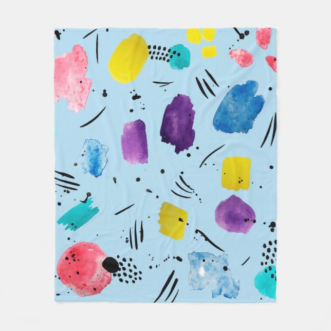 Couverture Polaire Couleur d'eau Abstraite formes géométriques avec s (Devant)