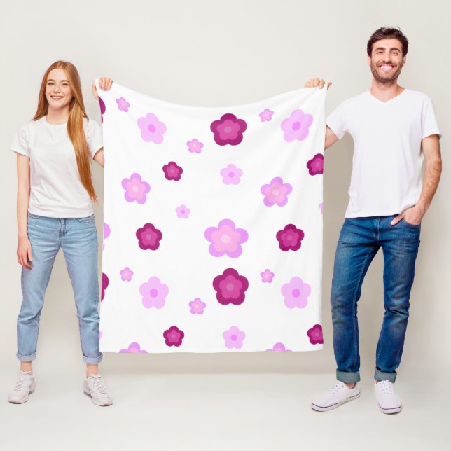 Couverture Polaire Couleur fleurie rose pâle Motif (En situation)