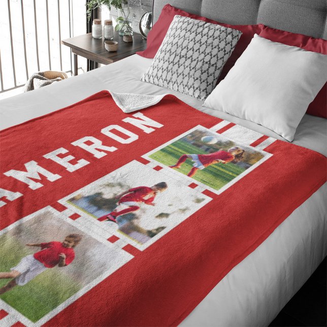 Couverture Polaire Couleur modifiable Varsity White Stripes Photo (Créateur téléchargé)