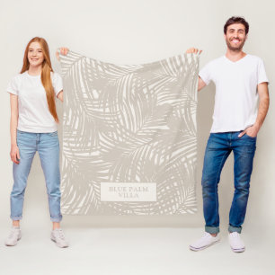 Couverture Polaire Couleur neutre Motif de feuille de palme tropicale